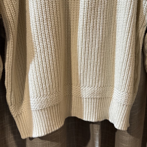 VINTAGE Eddie Bauer Sweater Henley Cream Ribbed Fisherman Crewneck Knit 80s - Picture 8 of 8